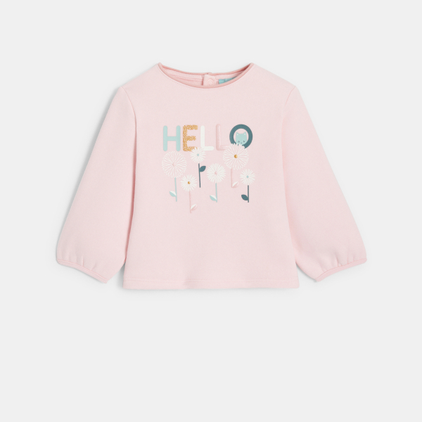 سويت شيرت ميلتون وردي مطرّز للفتيات الصغيرات